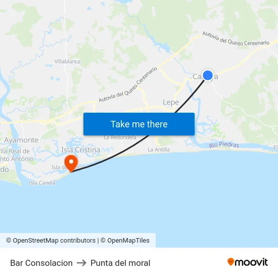 Bar Consolacion to Punta del moral map