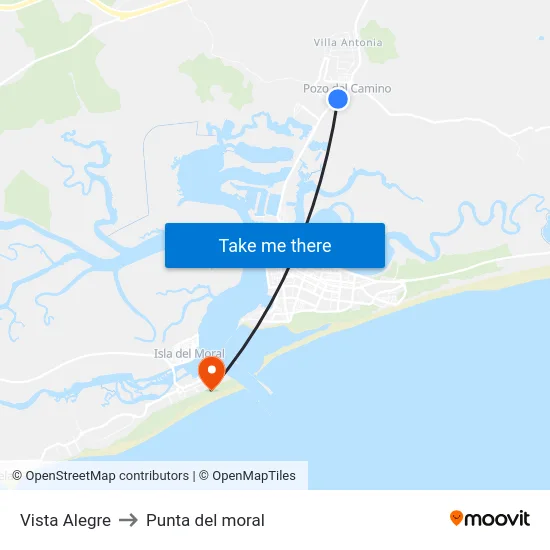 Vista Alegre to Punta del moral map