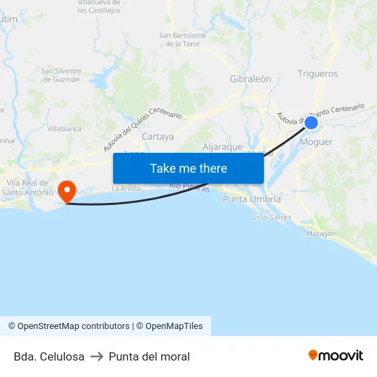 Bda. Celulosa to Punta del moral map