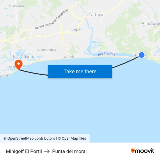 Minigolf El Portil to Punta del moral map
