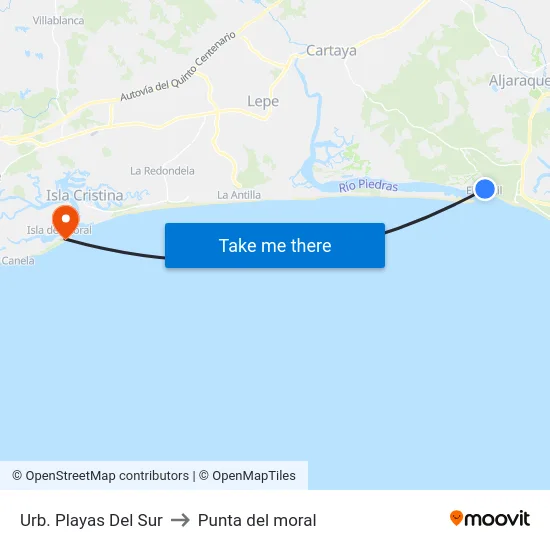 Urb. Playas Del Sur to Punta del moral map