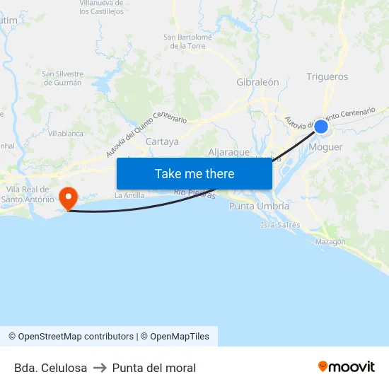 Bda. Celulosa to Punta del moral map