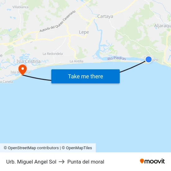 Urb. Miguel Angel Sol to Punta del moral map