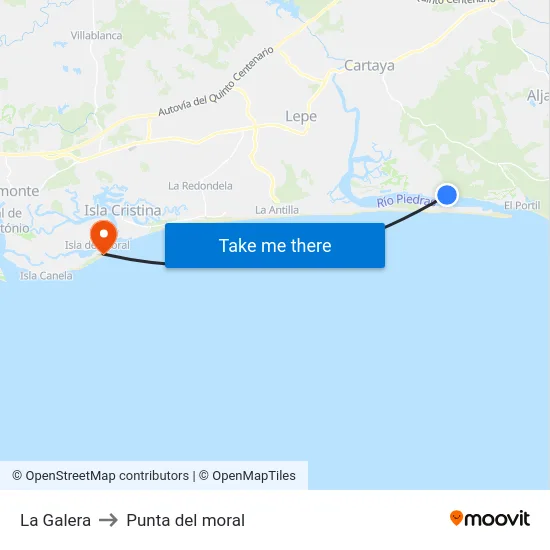 La Galera to Punta del moral map