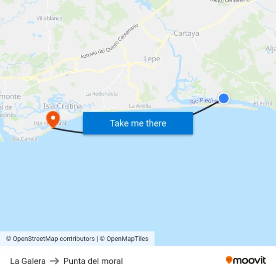La Galera to Punta del moral map