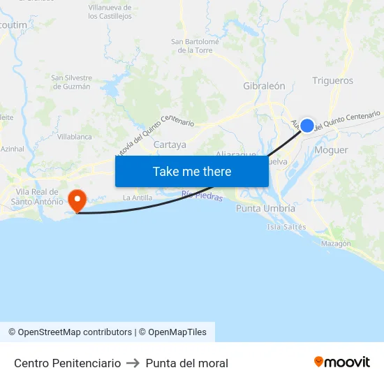 Centro Penitenciario to Punta del moral map
