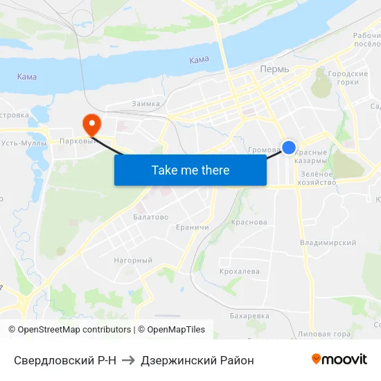 Свердловский Р-Н to Дзержинский Район map
