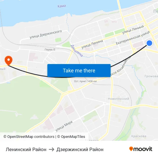Ленинский Район to Дзержинский Район map
