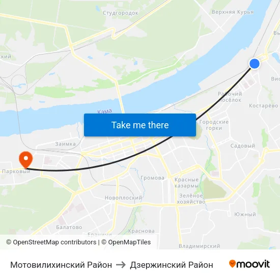 Мотовилихинский Район to Дзержинский Район map