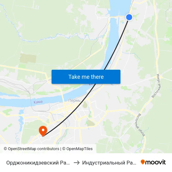 Орджоникидзевский Район to Индустриальный Район map