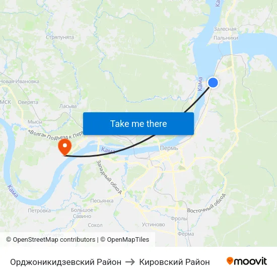 Орджоникидзевский Район to Кировский Район map