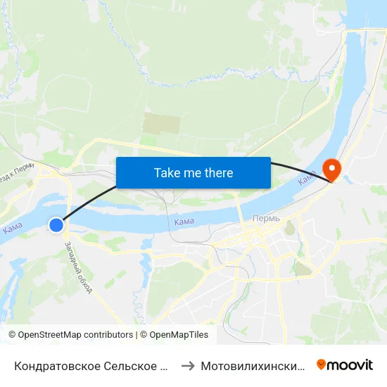 Кондратовское Сельское Поселение to Мотовилихинский Район map