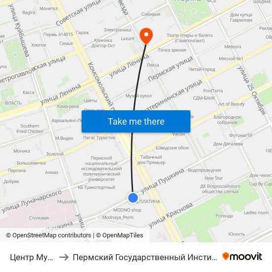 Центр Муравейник to Пермский Государственный Институт Искусства И Культуры map