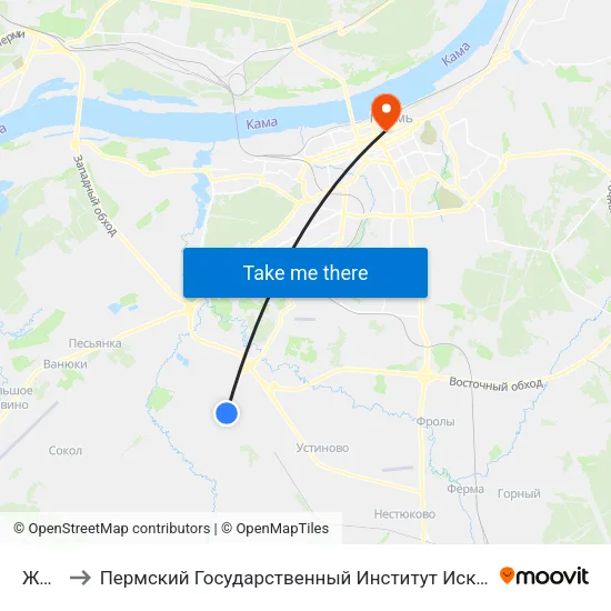 Жбк-2 to Пермский Государственный Институт Искусства И Культуры map