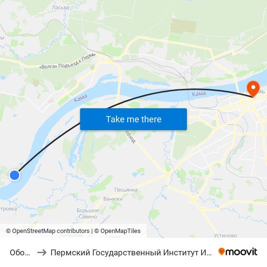 Оборино to Пермский Государственный Институт Искусства И Культуры map