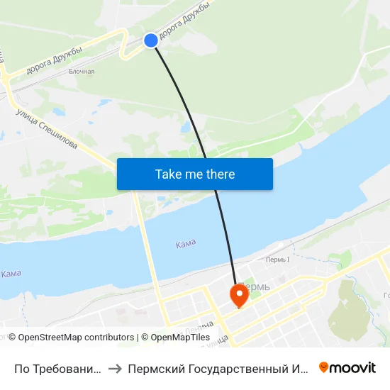 По Требованию (Ул.Блочная) to Пермский Государственный Институт Искусства И Культуры map