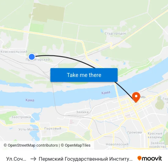 Ул.Сочинская to Пермский Государственный Институт Искусства И Культуры map
