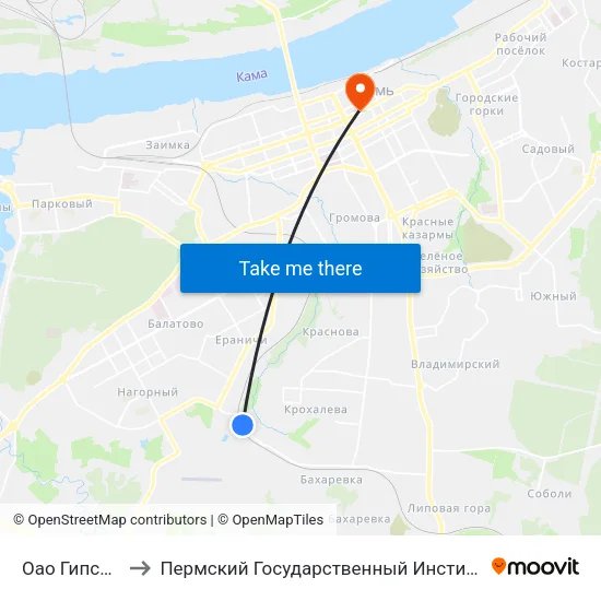 Оао Гипсополимер to Пермский Государственный Институт Искусства И Культуры map