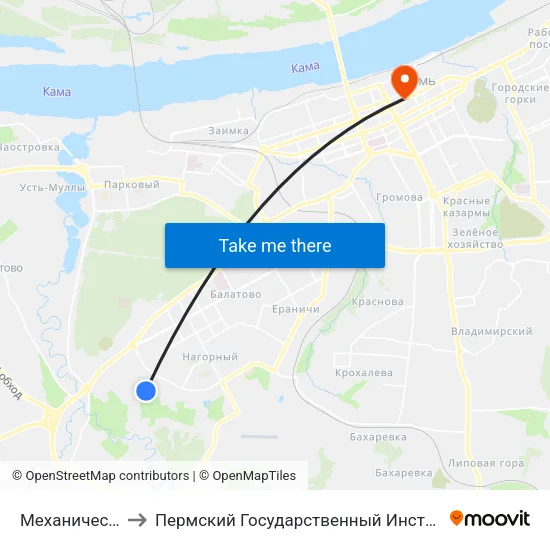 Механический Завод to Пермский Государственный Институт Искусства И Культуры map