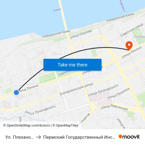 Ул. Плеханова (Ленина) to Пермский Государственный Институт Искусства И Культуры map