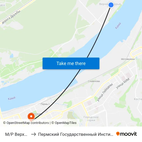 М/Р Верхняя Курья to Пермский Государственный Институт Искусства И Культуры map