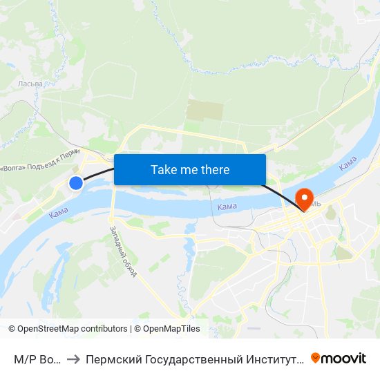 М/Р Водники to Пермский Государственный Институт Искусства И Культуры map