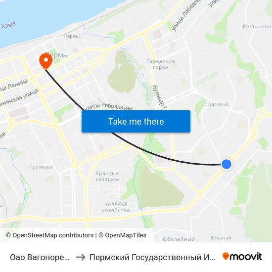 Оао Вагоноремонтный Завод to Пермский Государственный Институт Искусства И Культуры map