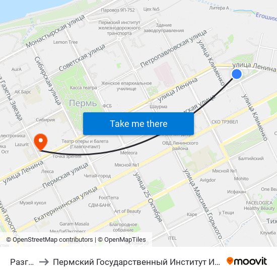 Разгуляй to Пермский Государственный Институт Искусства И Культуры map