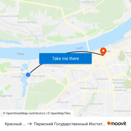 Красный Октябрь to Пермский Государственный Институт Искусства И Культуры map