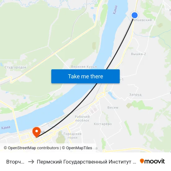 Вторчермет to Пермский Государственный Институт Искусства И Культуры map