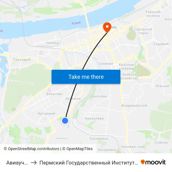 Авиаучилище to Пермский Государственный Институт Искусства И Культуры map