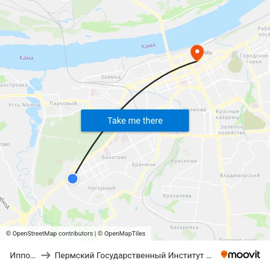 Ипподром to Пермский Государственный Институт Искусства И Культуры map