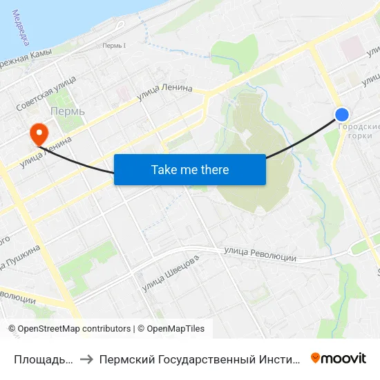 Площадь Дружбы to Пермский Государственный Институт Искусства И Культуры map