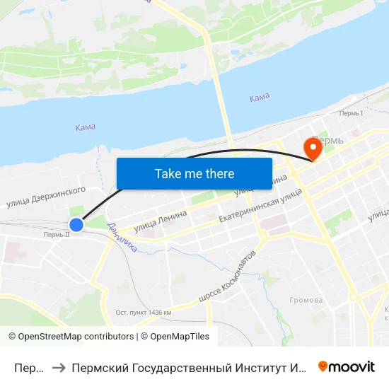 Пермь 2 to Пермский Государственный Институт Искусства И Культуры map