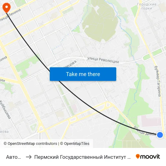 Авторадио to Пермский Государственный Институт Искусства И Культуры map