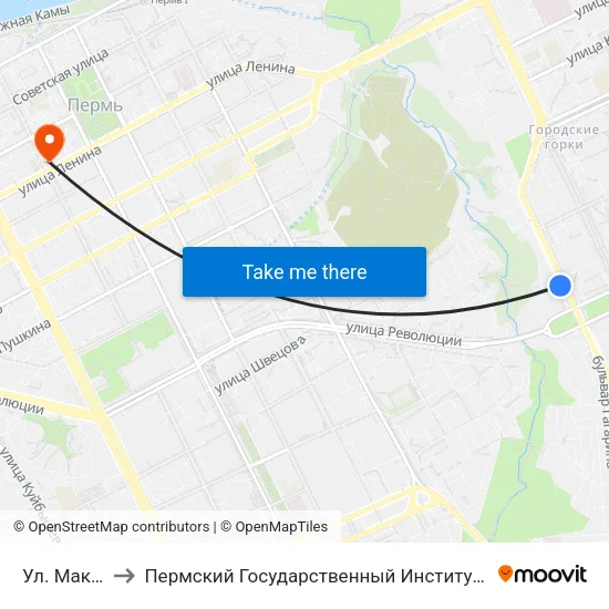 Ул. Макаренко to Пермский Государственный Институт Искусства И Культуры map