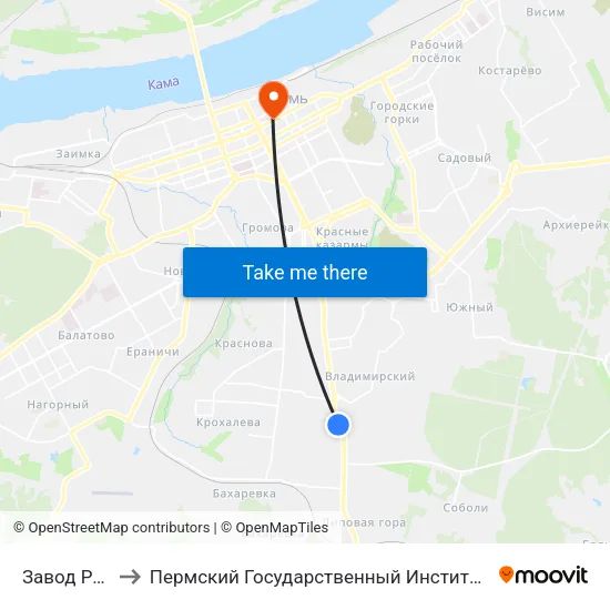 Завод Редуктор to Пермский Государственный Институт Искусства И Культуры map