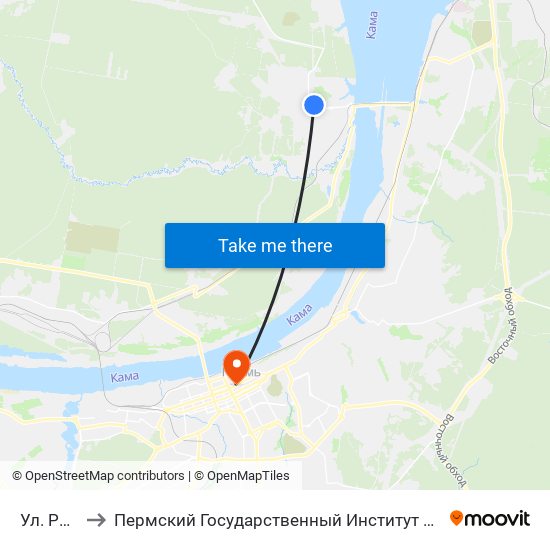 Ул. Репина to Пермский Государственный Институт Искусства И Культуры map