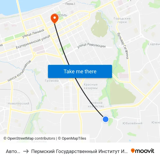 Автопарк to Пермский Государственный Институт Искусства И Культуры map