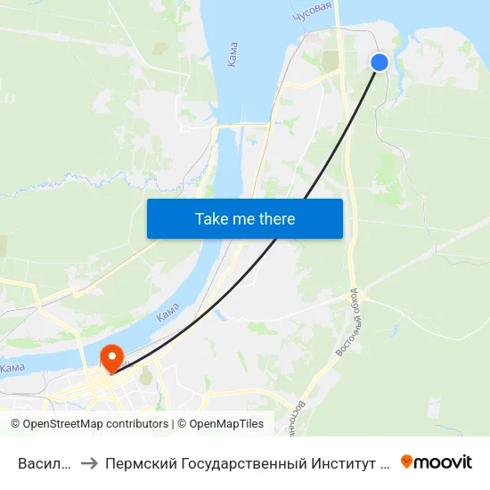 Васильевка to Пермский Государственный Институт Искусства И Культуры map