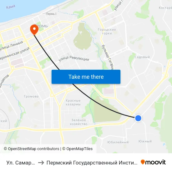 Ул. Самаркандская to Пермский Государственный Институт Искусства И Культуры map