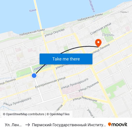 Ул. Ленина (Тр) to Пермский Государственный Институт Искусства И Культуры map