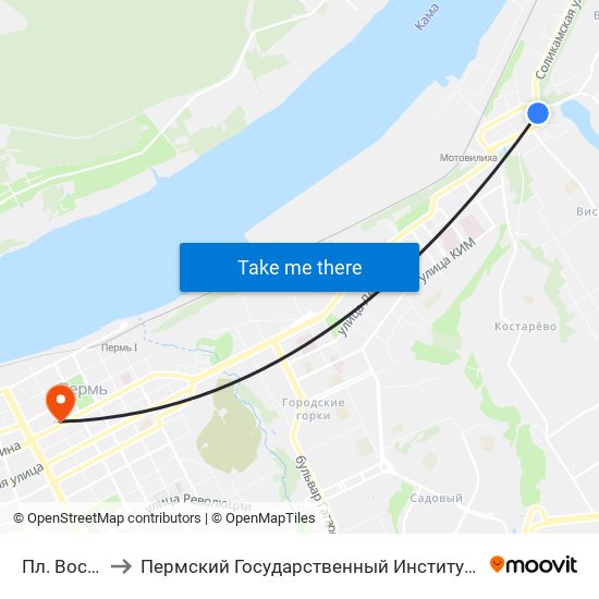 Пл. Восстания to Пермский Государственный Институт Искусства И Культуры map