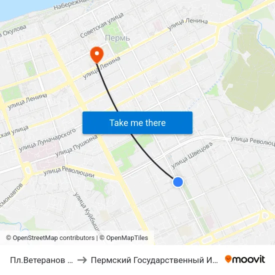 Пл.Ветеранов (Ул.Сибирская) to Пермский Государственный Институт Искусства И Культуры map