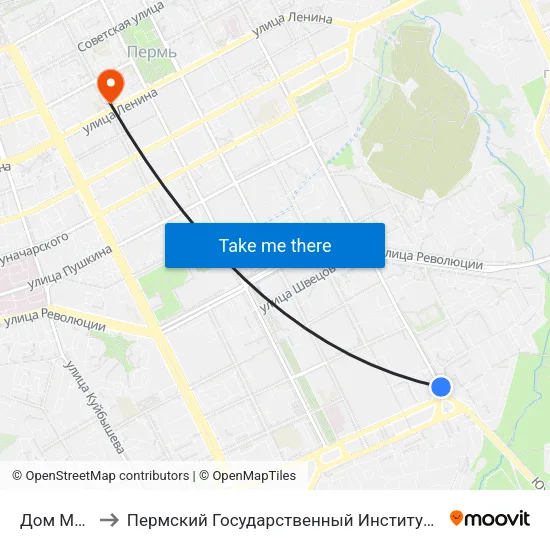 Дом Моделей to Пермский Государственный Институт Искусства И Культуры map