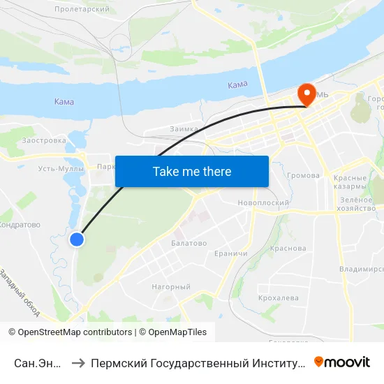 Сан.Энергетик to Пермский Государственный Институт Искусства И Культуры map