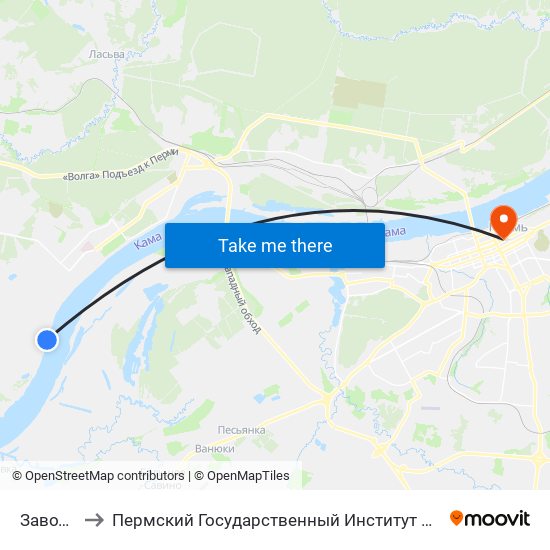 Завод Жбк to Пермский Государственный Институт Искусства И Культуры map