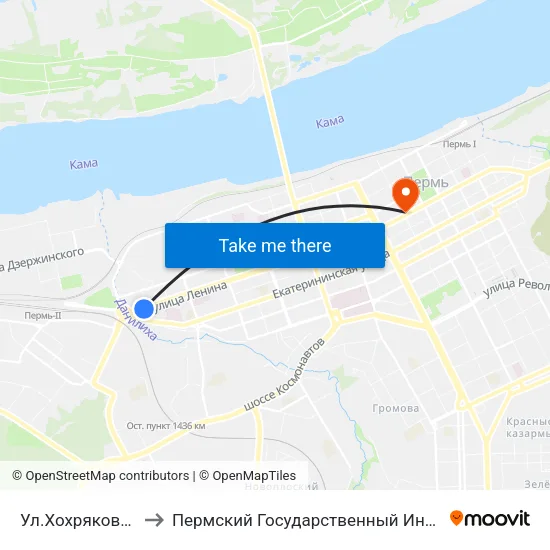 Ул.Хохрякова (По Ленина) to Пермский Государственный Институт Искусства И Культуры map