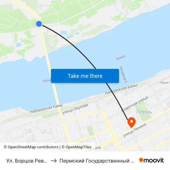 Ул. Борцов Революции (Спешил.) to Пермский Государственный Институт Искусства И Культуры map
