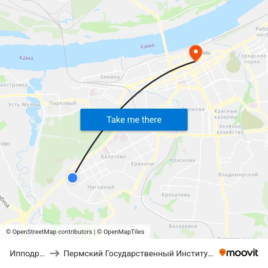 Ипподром (Тр) to Пермский Государственный Институт Искусства И Культуры map